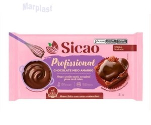 CHOCOLATE MEIO AMARGO PROFISSIONAL BARRA 2,1KG SICAO