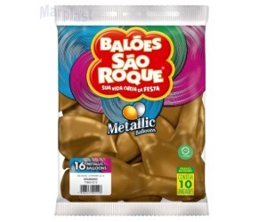 BALÃO SÃO ROQUE 16 C/10 UNIDADES - METALIC DOURADO