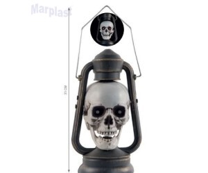 HALLOWEEN LAMPIAO CAVEIRA COM LUZ E SOM 31CM