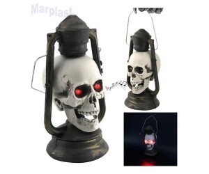 HALLOWEEN LAMPIAO CAVEIRA COM LUZ E SOM 31CM