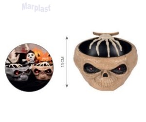 HALLOWEEN PORTA DOCE ELETRICO CAVEIRA 13CM