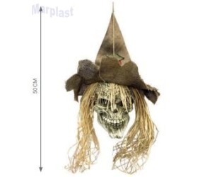 HALLOWEEN CABEÇA ESPANTALHO OLHOS DE FOGO COM LUZ E SOM 