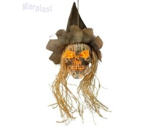 HALLOWEEN CABEÇA ESPANTALHO OLHOS DE FOGO COM LUZ E SOM 