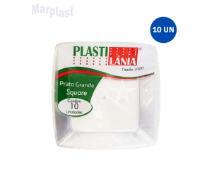 PRATO ACRILICO QUAD. CRISTAL 21X21CM 10UN PLASTILANIA