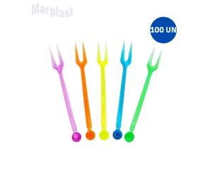 ESPETINHO P/PETISCO COLORIDOS C/100 UNIDADES - PLASTILANIA