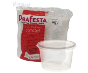 POTE REDONDO DESCARTAVEL PRAFESTA C/LACRE 1000ML C/10 - 8809