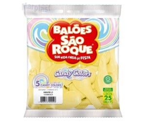 BALAO SAO ROQUE 5 C/25 CANDY COLORS AMARELO