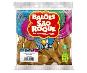 BALÃO SÃO ROQUE - TAMANHO 5 - C/25 UNIDADES - METALIC DOURADO
