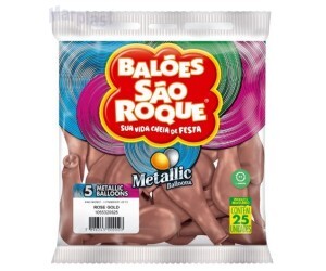 BALAO SAO ROQUE - TAMANHO 5 - C/25 UNIDDAES -  METALIC ROSE GOLD