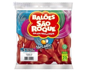 BALÃO SÃO ROQUE - TAMANHO 5 - C/25 UNIDADES -  METALIC VERMELHO