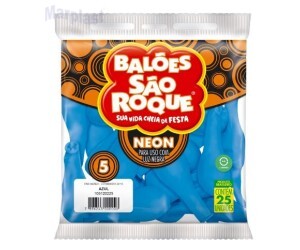 BALÃO SÃO ROQUE - TAMANHO 5 - C/25 UNIDADES -  NEON AZUL