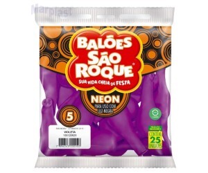 BALÃO SÃO ROQUE - TAMANHO 5 - C/25 UNIDADES -  NEON VIOLETA