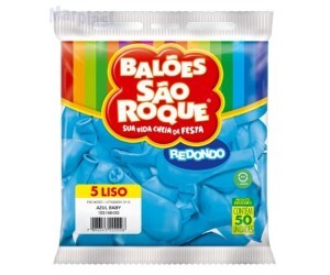 BALÃO SÃO ROQUE - TAMANHO 5 - C/50 UNIDADES -  LISO AZUL BABY