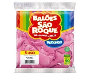 BALÃO SÃO ROQUE - TAMANHO 5 - C/50 UNIDADES -  LISO ROSA BABY