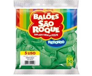 BALÃO SÃO ROQUE - TAMANHO 5 - C/50 UNIDADES - LISO VERDE MAÇA