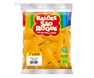BALÃO SÃO ROQUE - TAMANHO 7 - C/50 UNIDADES -  LISO AMARELO SOL