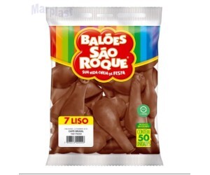 BALÃO SÃO ROQUE - TAMANHO 7 - C/50 UNIDADES -  LISO CAFE BRASIL