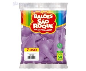 BALÃO SÃO ROQUE - TAMANHO 7 - C/50 UNIDADES -  LISO LILAS BABY