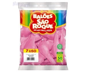 BALÃO SÃO ROQUE - TAMANHO 7 - C/50 UNIDADES -  LISO ROSA BABY