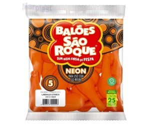 BALÃO SÃO ROQUE - TAMANHO 9 - C/25 UNIDADES -  NEON LARANJA CITRICO