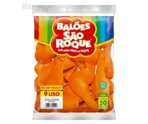 BALÃO SÃO ROQUE - TAMANHO 9 - C/50 UNIDADES -  LISO LARANJA MANDARIM