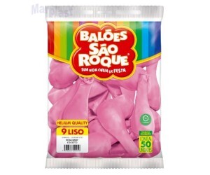BALÃO SÃO ROQUE - TAMANHO 9 - C/50 UNIDADES -  LISO ROSA BABY