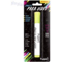 CANETA PO DE GIZ P/ VIDRO AMARELO FLUOR UN