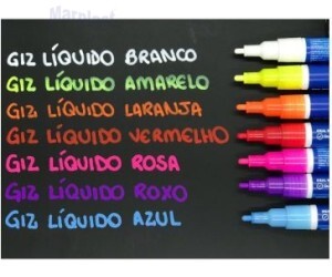 CANETA PO DE GIZ P/ VIDRO AMARELO FLUOR UN