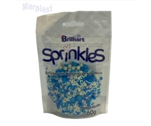 CONFEITO AÇUCAR SPRINKLES 60G AZUL/BRANCO-BRILHART