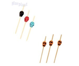 HALLOWEEN PALITO PPARA PETISCO BAMBU CAVEIRA 12CM COM 20 UNIDADES