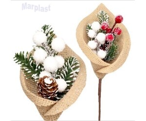 NATAL PICK NATALINOS RAFIA AZEVINHOS BRANCO 21CM