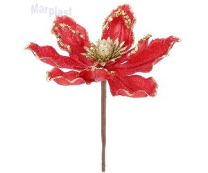 NATAL PICK NATALINOS C/ GLITTER DOURADO FLOR VERMELHO 19CM