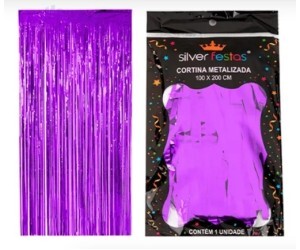 CORTINA DECORATIVA METALIZADA ROXO 2 METROS