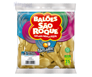 BALÃO SÃO ROQUE - TAMANHO 5 - C/25 UNIDADES - METALIC OURO