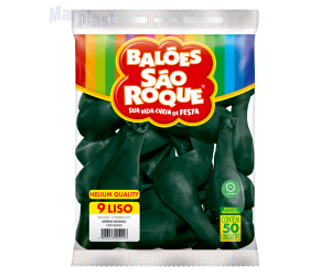 BALÃO SÃO ROQUE - TAMANHO 9 - C/50 UNIDADES -  LISO VERDE MUSGO