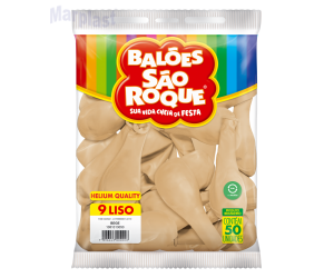 BALÃO SÃO ROQUE - TAMANHO 9 - C/50 UNIDADES -  LISO BEGE