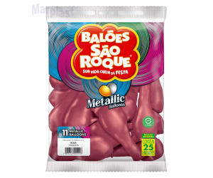 BALÃO SÃO ROQUE - TAMANHO 11 - C/25 UNIDADES - METALIC ROSA