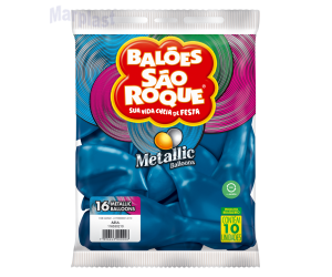 BALÃO SÃO ROQUE - TAMANHO 16 - C/10 UNIDADES - METALIC AZUL