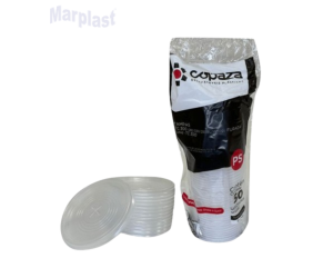 TAMPA DESCARTÁVEL P/ COPO 300ML TC-300 C/FURO TRANSLÚCIDO